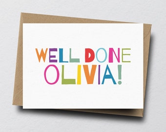 Well Done Personalised Greeting Card - Congratulations Card, New Job Card, Exam Card, Graduation Card, Well Done