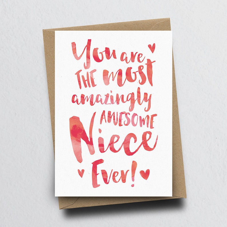 The Most Amazingly Awesome Niece Greeting Card Niece Thank You, Niece Card, Birthday Card for Niece, Family Card image 1