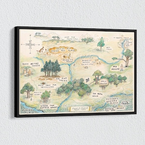Winnie the Pooh Map Canvas: 100 Acre Wood Nursery Decor