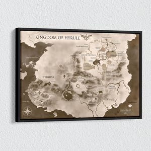 Kingdom of Hyrule Canvas, Hyrule Map from the Legend of Zelda Poster, Hyrule Map, Wall Art Canvas, Hyrule Poster, Hyrule Map Decor