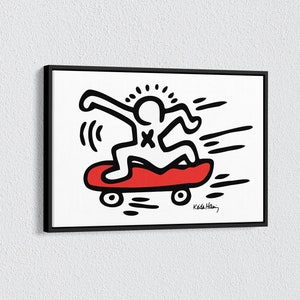 Keith Haring Skate Lover, Pop Art Canvas, Keith Haring Skate Lover, Kaith Haring Love, Contemporary Art Print, Wall Decor, Wall Canvas Decor
