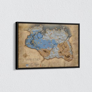 Lienzo de ediciones especiales de Skyrim, lienzo de mapa de Skyrim, impresión de arte de Skyrim, mapa de The Elder Scrolls, mapa de Tamriel Canvas, cartel de la provincia de Skyrim
