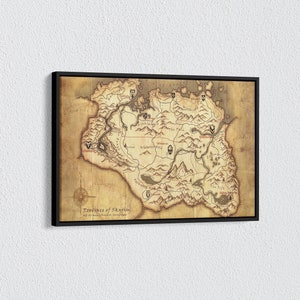 Kaart van Skyrim Canvas, Skyrim Art, Skyrim Print, Skyrim Art Print, The Elder Scrolls Map, Kaart van Tamriel Canvas, Poster Provincie Skyrim