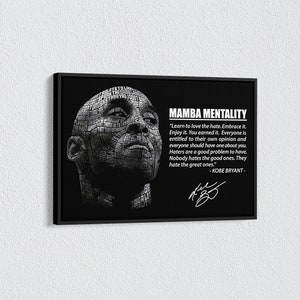 Mamba Mentality Motivation Quotes Poster, Legendary Motivational Canvas, Black Mamba Quote, Basketball Legend Player, Mamba Quote