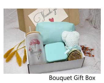 Personalized Birth Flower Gift Box, Gift for her, Bridesmaid Proposal Gift Box, Personalized Glass Cup, Birthday Gift Set, Best Friend Gift