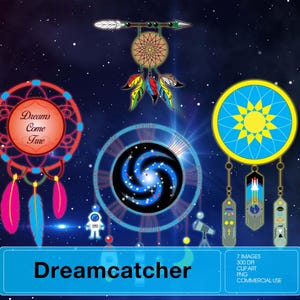 Space Dreamcatcher, Cute, Colorful, Clip Art, PNG Digital, Downloadables, Collection
