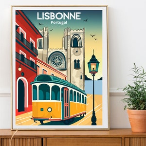 Affiche/Carte illustration vintage - Lisbonne Portugal