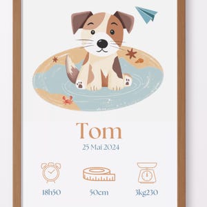 Póster infantil personalizado (nombre, fecha de nacimiento, altura, hora, etc.)