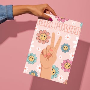Affiche/Carte illustration "Girl Power" - Cadeau original fait main