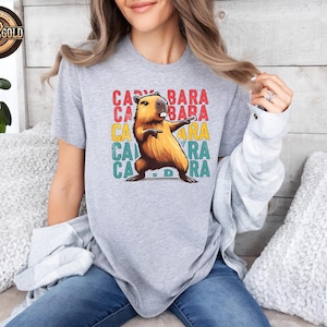 Funny Capybara Shirt, Retro Capybara Shirt, Dancing Capybara Shirt, Animal Lover Gift, Humorous Capybara Shirt, Vintage Capybara T-Shirt afbeelding 2