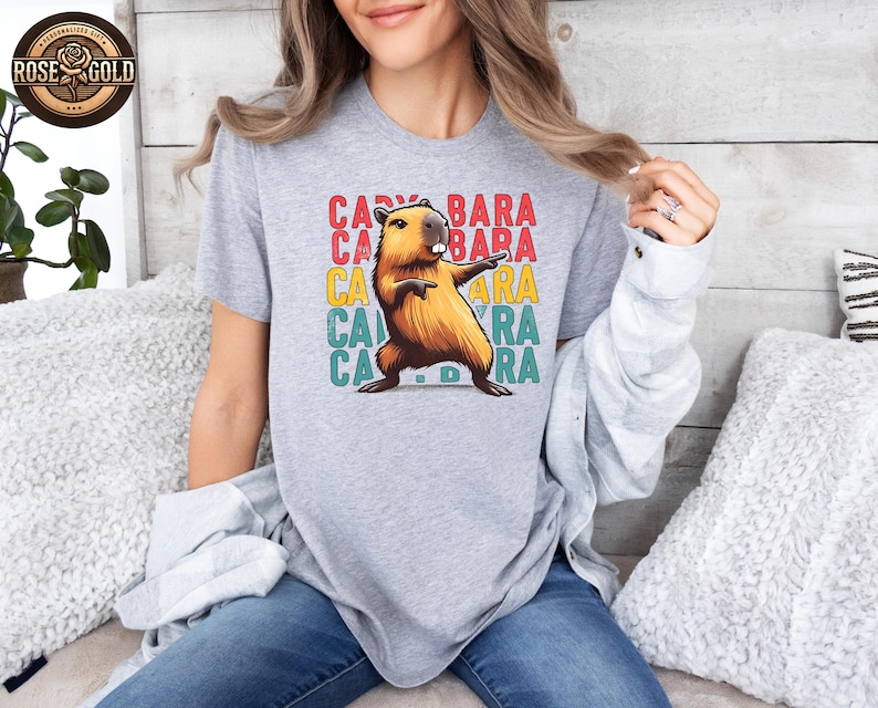 Funny Capybara Shirt, Retro Capybara Shirt, Dancing Capybara Shirt, Animal Lover Gift, Humorous Capybara Shirt, Vintage Capybara T-Shirt afbeelding 2