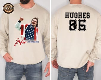 Sudadera de aficionado al hockey de Jack Hughes 86 USA, ropa para aficionados Golden Goal