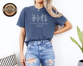 Comfort Colors Floral Christian Shirt, Bible Verse, Isaiah 40:8