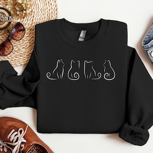 Cat line Arts Sweatshirt, Minimalist Cats Sweatshirt, Cat Mom Sweatshirt, Cat Mama Sweater, Gift For Cat Lovers, Cat Owner Gifts