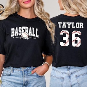 Custom Baseball Mom Name and Number Shirt