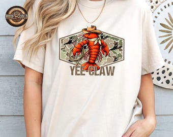 Yee-Claw Crawfish Boil Shirt, Funny Lobster Graphic Tee, Western Seafood Shirt, Louisiana TShirt