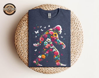 Camiseta floral de Bigfoot, camiseta para amantes de la naturaleza