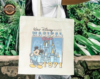 Bolsa de tela retro de Disney World, regalo para vacaciones familiares en Disney, bolsa de lona estética de Disney