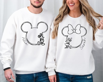 Custom Disney Couple Sweatshirt, Personalized Disneyland Sweater, Disney Trip Sweatshirt,Disneyworld Group Shirt, Family Vacation Sweatshirt