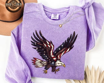 Comfort Colors® Patriotic Eagle Sweatshirt, Vintage American Flag Shirt, Memorial Day Gift, Veteran Sweater