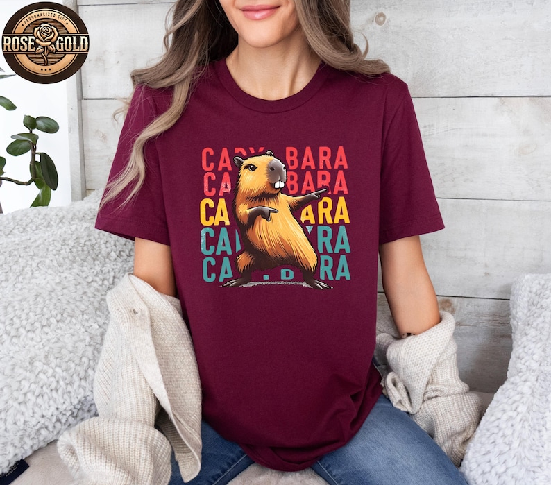 Funny Capybara Shirt, Retro Capybara Shirt, Dancing Capybara Shirt, Animal Lover Gift, Humorous Capybara Shirt, Vintage Capybara T-Shirt afbeelding 3