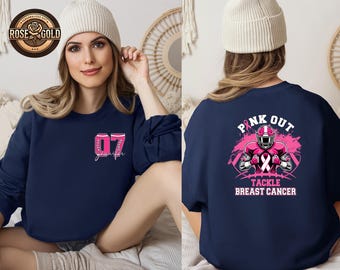 Personalized Breast Cancer Awareness Sweatshirt, Pink Out Football Game Day Outfit