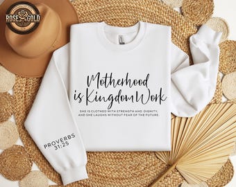 Sudadera "La maternidad es el trabajo del Reino", camiseta con versículo bíblico para mamá cristiana