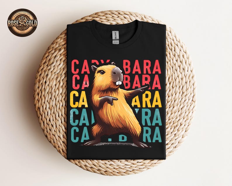Funny Capybara Shirt, Retro Capybara Shirt, Dancing Capybara Shirt, Animal Lover Gift, Humorous Capybara Shirt, Vintage Capybara T-Shirt afbeelding 1