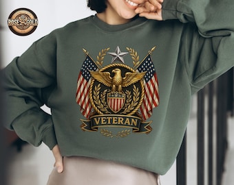 Patriotic Veteran Sweatshirt, American Eagle USA Flag