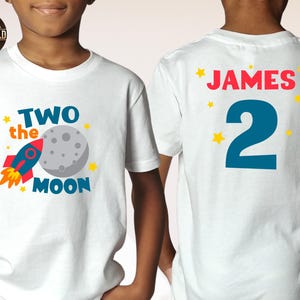 Custom Second Birthday Shirt, Personalized Birthday Shirt, Two The Moon Shirt, Birthday Shirt, Space Birthday Theme Shirt, 2nd Birthday Tee