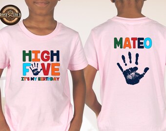 Custom 5th Birthday Shirt, High Five Crew, Personalized Party Tee
