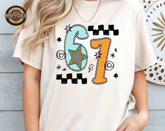 Funny Retro 6 7 Shirt, Six Seven Meme TShirt, Viral Gen Z Shirt, Trending Tee, Gift For Toddler