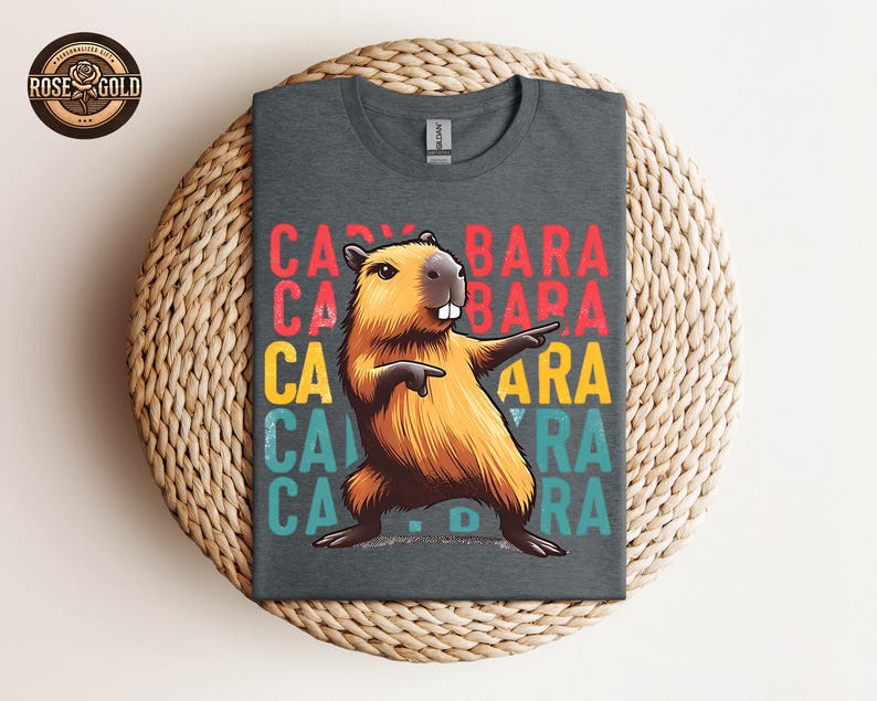 Funny Capybara Shirt, Retro Capybara Shirt, Dancing Capybara Shirt, Animal Lover Gift, Humorous Capybara Shirt, Vintage Capybara T-Shirt afbeelding 5