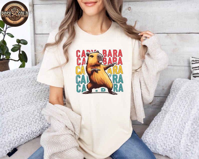 Funny Capybara Shirt, Retro Capybara Shirt, Dancing Capybara Shirt, Animal Lover Gift, Humorous Capybara Shirt, Vintage Capybara T-Shirt afbeelding 4