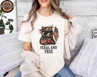 Funny Raccoon American Flag Shirt, Independence Day Gift