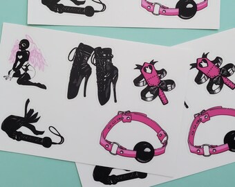 3 PACK - Pink Playtime kinky sticker sheet