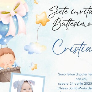 INVITO per battesimo bambino UNICO ed ELEGANTE- invito digitale per battesimo, invito stampabile, whatsapp, editabile template canva.