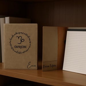 Personalized Zodiac Leatherette Portfolio: Astrology Journal & Notepad