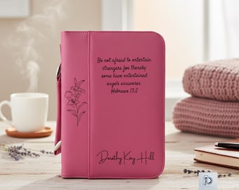 Personalized Floral Engraved Bible Cover: Vegan Leather Christian Gift