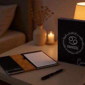 Personalized Zodiac Leatherette Portfolio: Custom Astrology Journal