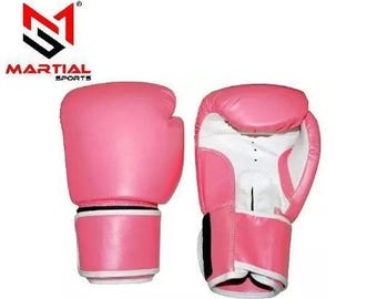 Martial Sports Classic Boxing Gloves - Pink/White, Free Handwraps, Free Shipping