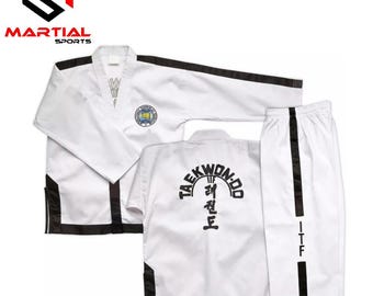 Martial Sports ITF Master Taekwondo Uniform Gi With Black Stripes, Free Shipping