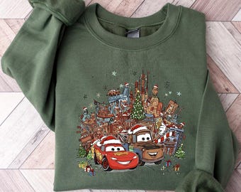 Disney Cars Christmas Sweatshirt, Lightning McQueen Mater Holiday Tee, Family Christmas Crewneck, Disneyland Vacation Gift