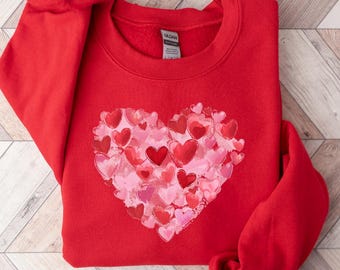 Valentines Day Sweatshirt Heart Crewneck, Cute Love Shirt for Her, Valentines Gift for Wife, Teacher Valentine Tee