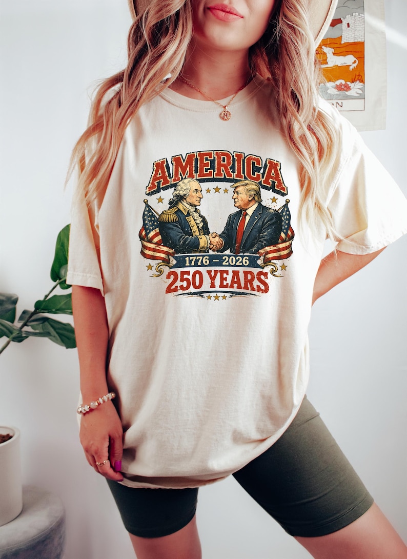 America 1776-2026 Shirt 250 Years Tee, Patriotic Trump 250 Sweatshirt, Retro Washington Crewneck, Conservative Gift, Election Season Top image 1