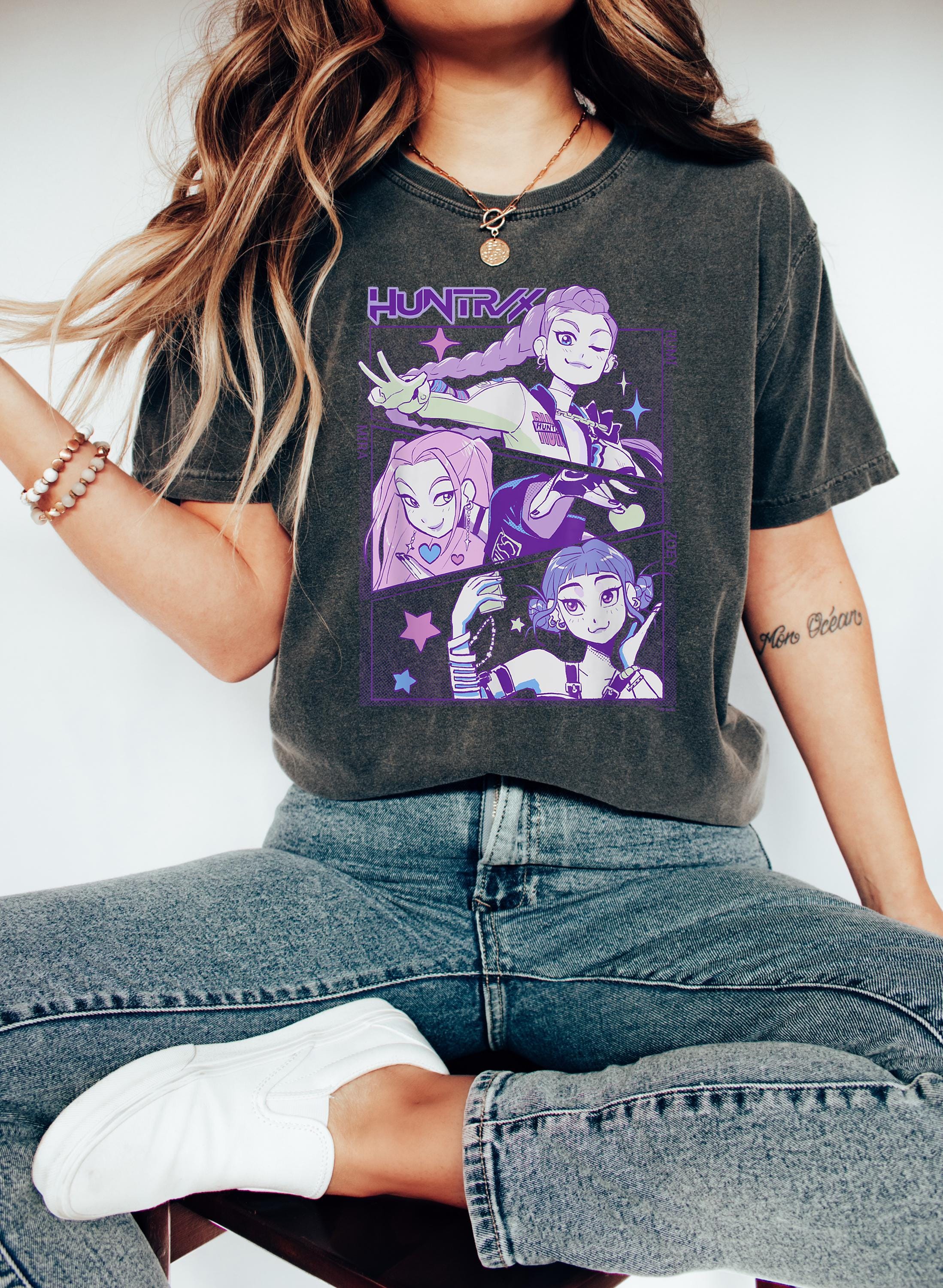 Kpop Demon Hunters T-shirt Gift For Woman,Jinu Manga Shirt,Kpop Huntrix Pin,Demon Hunter Merch,Saja Girls Fan Poster, Kpop Shirt