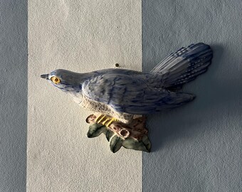 Vintage Blue Jay Wall Plaque ~ Studio Pottery Ceramic Bird ~