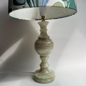 Vintage Onyx Lamp Base ~ Pale Green Agate Marble Lamp Base ~ 1970s Statement Table Lamp (PAT tested)