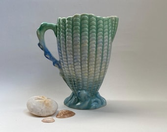 Vintage SylvaC Shell Vase ~ Blue & Green Nautical Decor Jug ~ SylvaC 511 ~