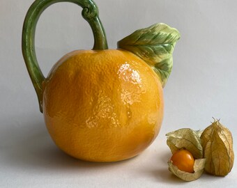 Vintage Orange Shaped Jug ~ Italian Style Fruit Pitcher ~ Cheeky Wine Carafe ~ Fruity Fun Flower Vase ~